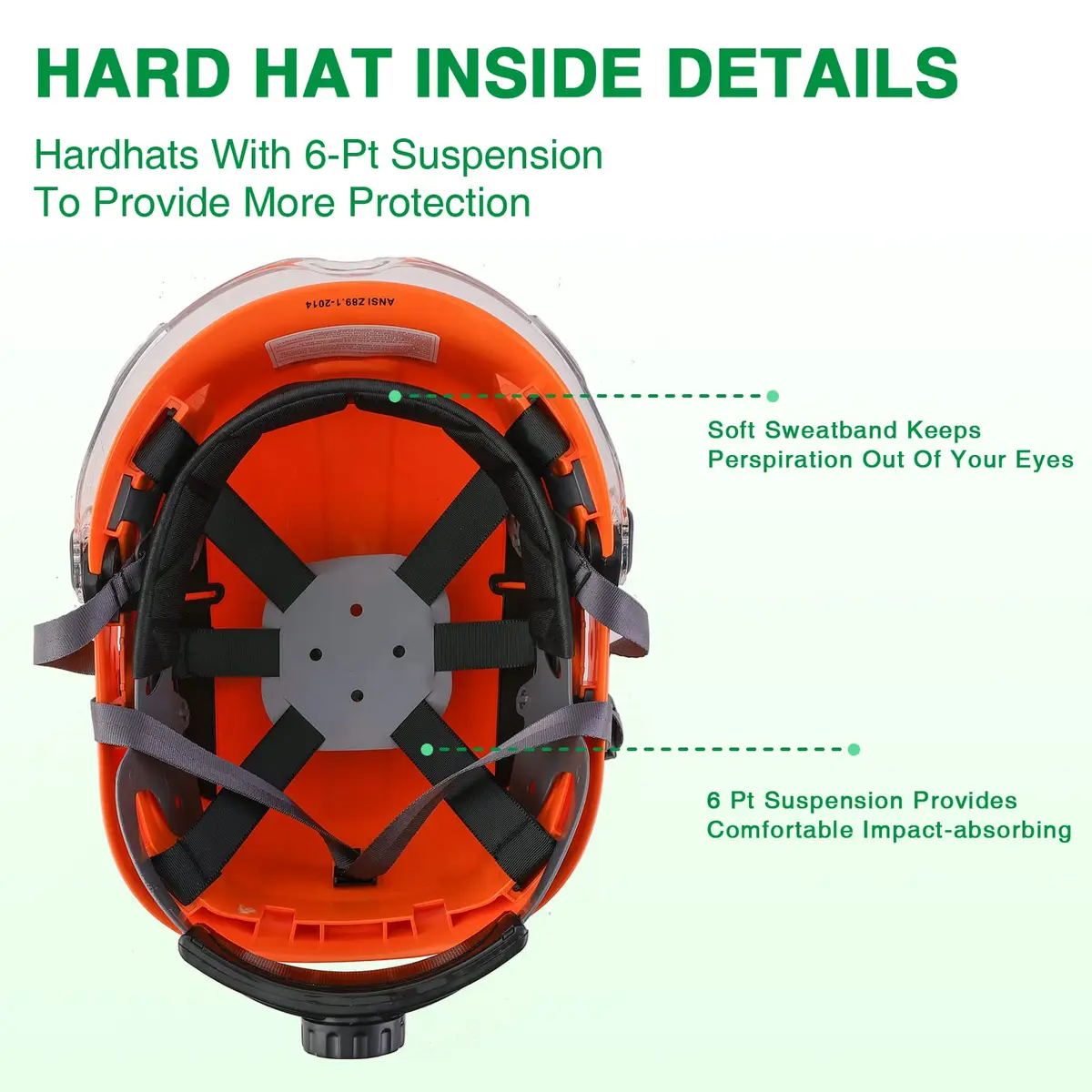 LOHASTAR Safety Hard Hat with Visor and Hearing Protection | ANSI Z89.1 Approved Work Helmet for Forestry, Chainsaw, Logging - Orange - view 6