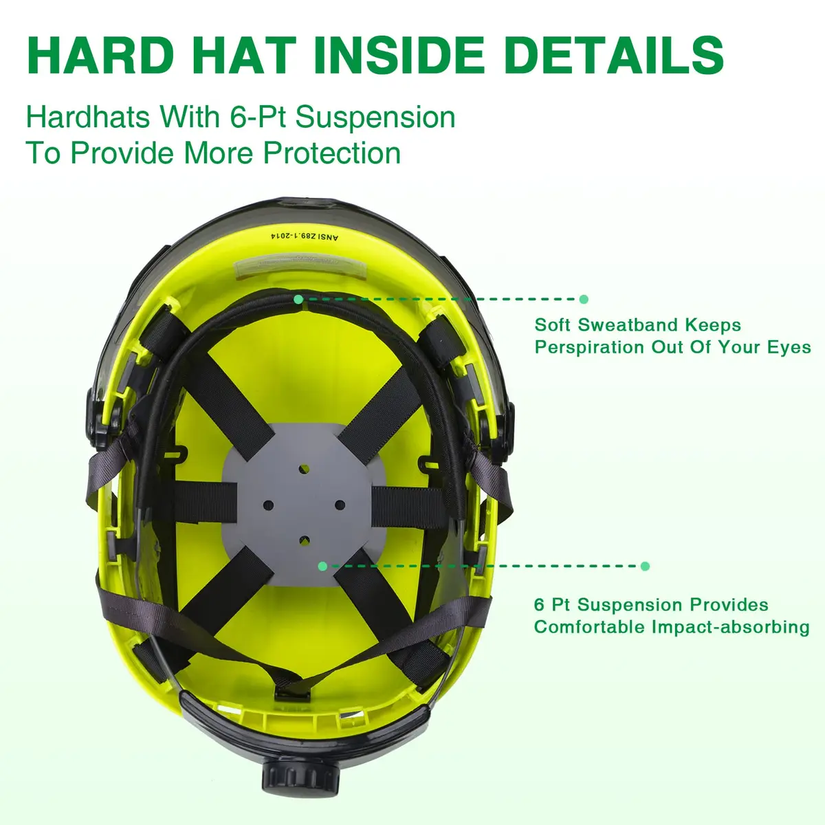 LOHASTAR Safety Helmet Hard Hat Vented ANSI Z89.1 Approved Work Hardhat for Forestry Chainsaw Tree Logging (Green+Tinted Visor+Earmuff) | Impact-Resistant - view 6