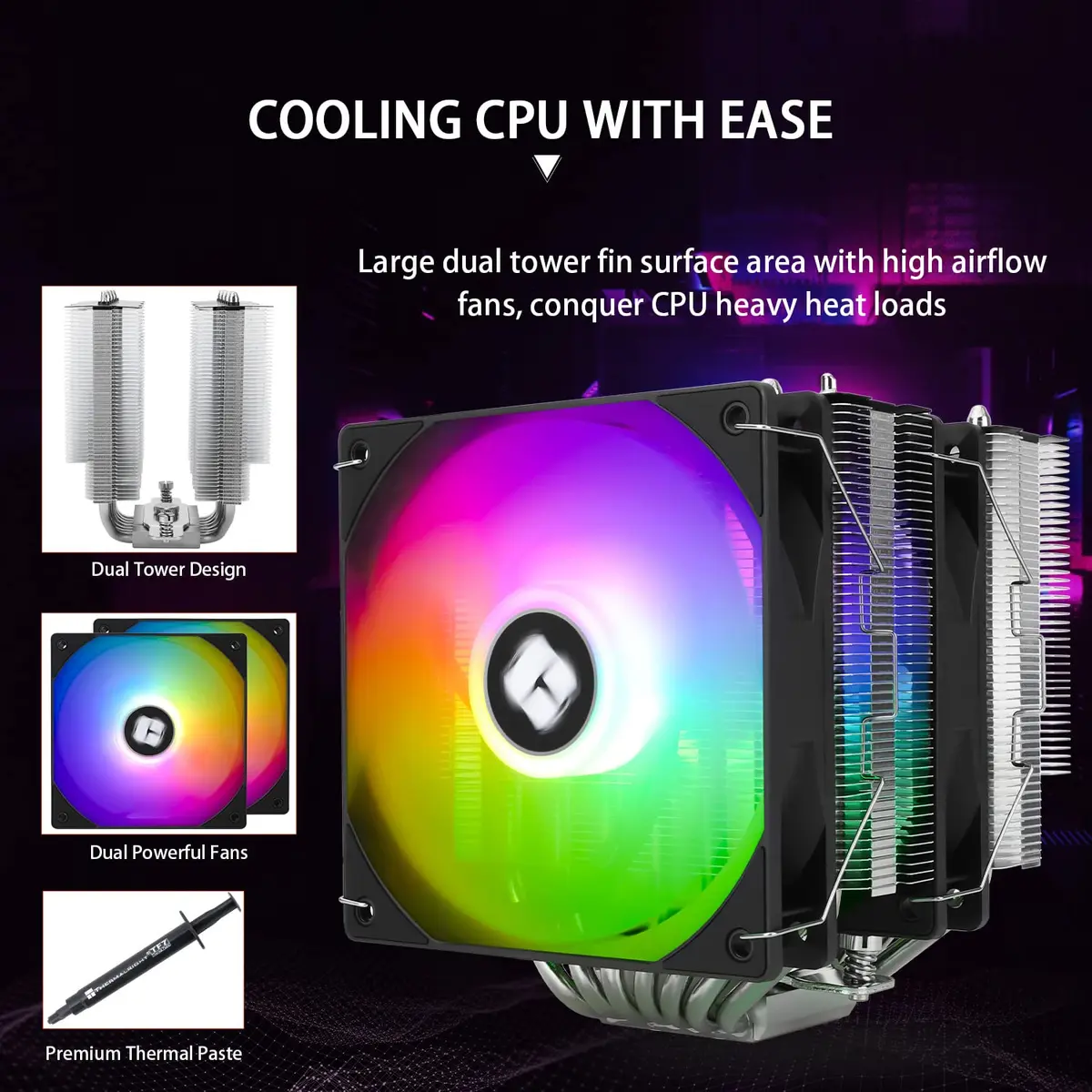 Thermalright PS120SE ARGB CPU Air Cooler 154mm Height | Dual 120mm PWM Fans, 7 Heatpipes, LGA1700/AM5 Compatible - view 4