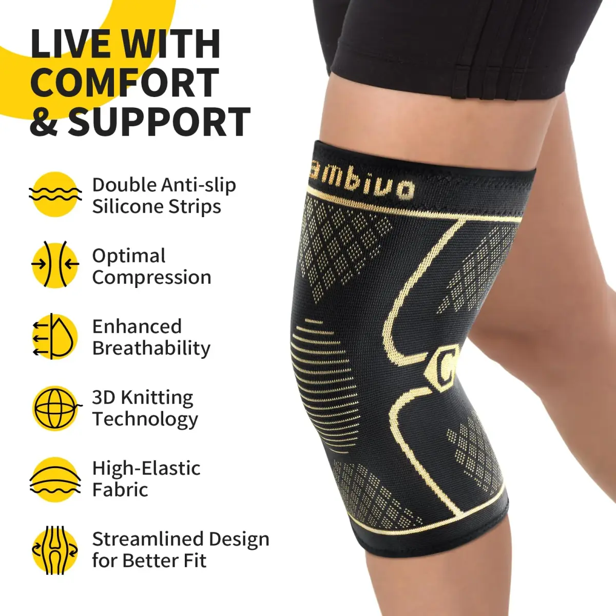 CAMBIVO Copper Knee Braces for Men and Women (2-Pack, Large) | FDA Approved Orthopedic Support - view 4