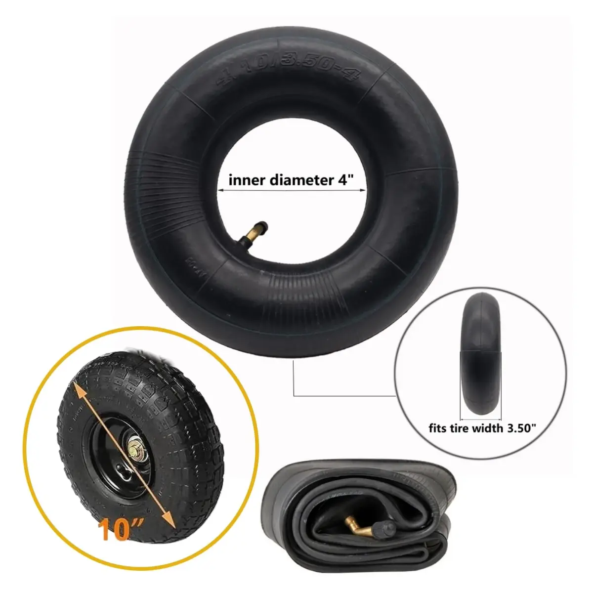 Swagnaz 4.10/3.50-4 Inner Tube | 2-Pack, 10-inch Diameter, 4.1-inch Width - view 2