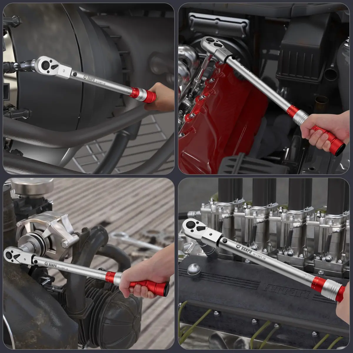 VANPO 1/2" Torque Wrench, 10-170 Ft-Lb, 38mm Jaw & Ratchet Head | Precision Tool for HVAC & Auto - view 7