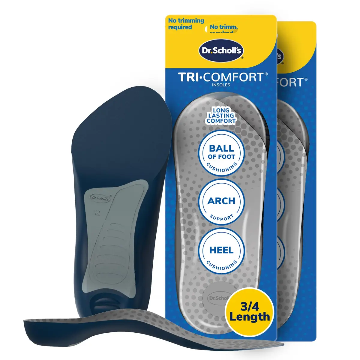 Dr. Scholl's Tri-Comfort Insoles for Heel, Arch and Ball of Foot | Targeted Cushioning | Arch Support | Men's 8-12 (2-Pack) - main product image