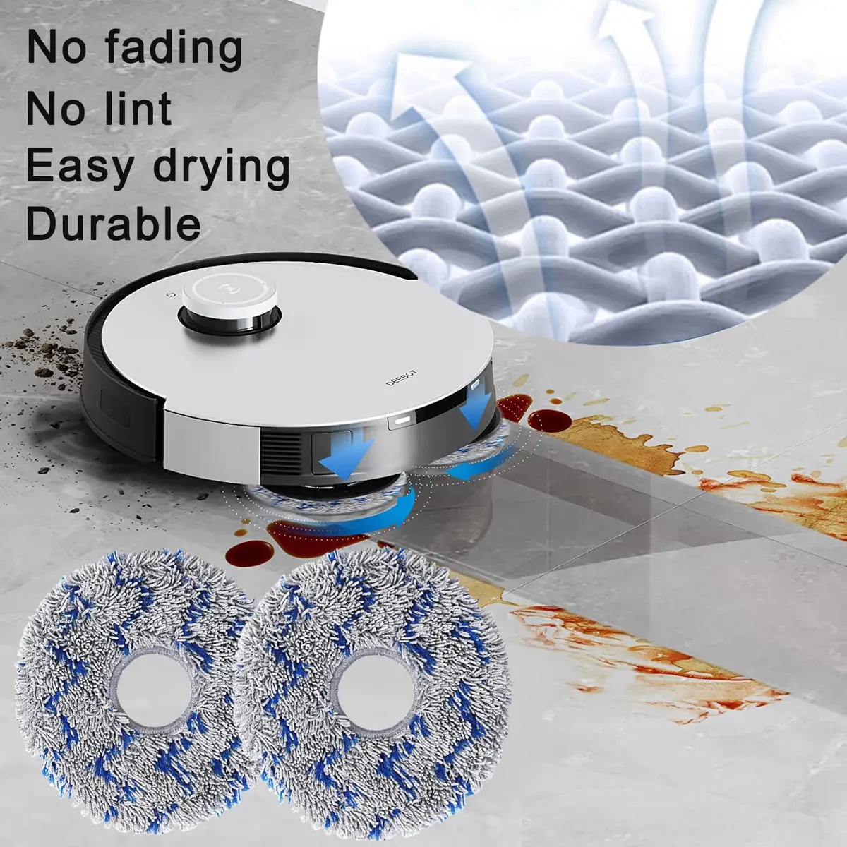 GYLBF Replacement Parts Kit for Ecovacs Deebot X1 Omni / T10 Omni / X1 Turbo Vacuum Cleaner | 1 Main Brush, 4 HEPA Filters, 6 Sidebrushes, 4 Mop Pads - view 4