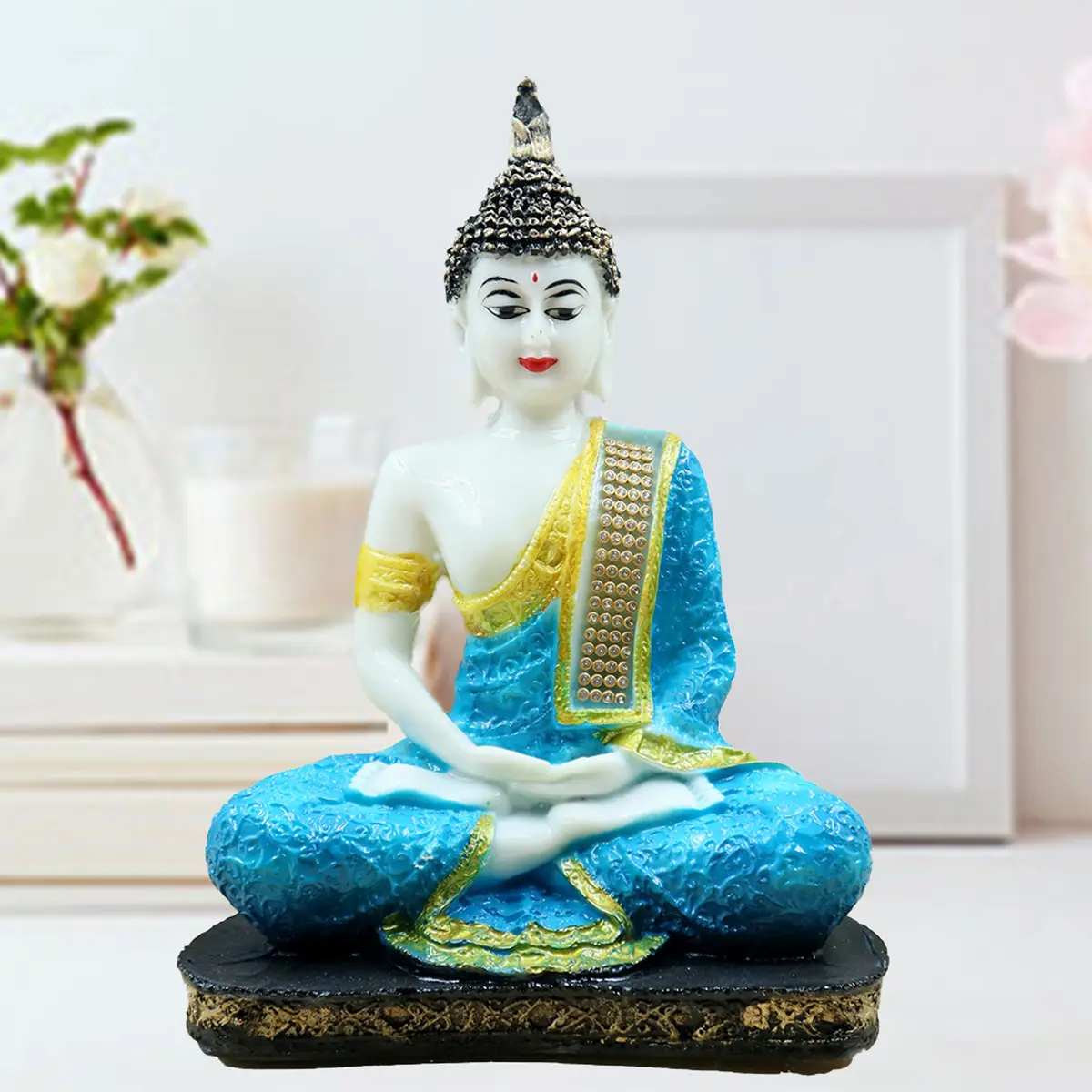 JAIPUR ACE Meditating Buddha Polyresin Idol Showpiece 13cm (5in) | Classic Design Home Decor Figurine - main product image