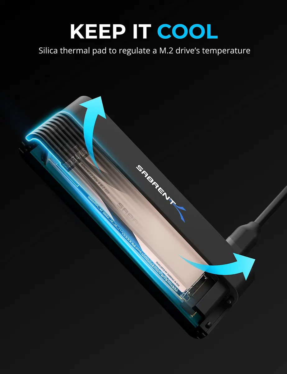SABRENT USB-C M.2 NVMe + 2.5/3.5in SATA SSD/HDD Adapter (DS-UCMH) 40g (1.4oz) | Tool-Free Cloning & 10Gbps Transfer - view 6
