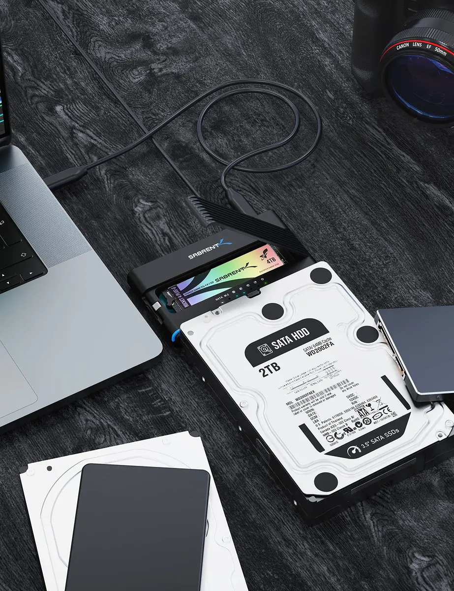 SABRENT USB-C M.2 NVMe + 2.5/3.5in SATA SSD/HDD Adapter (DS-UCMH) 40g (1.4oz) | Tool-Free Cloning & 10Gbps Transfer - view 7