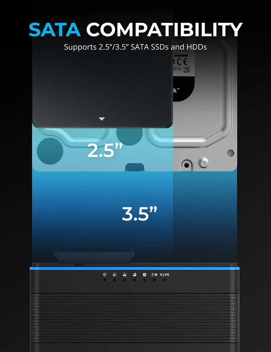 SABRENT USB-C M.2 NVMe + 2.5/3.5in SATA SSD/HDD Adapter (DS-UCMH) 40g (1.4oz) | Tool-Free Cloning & 10Gbps Transfer - view 4