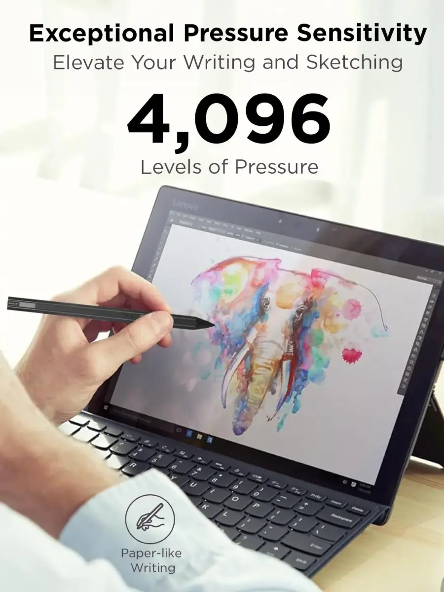 Lenovo Precision Pen 2 Stylus for Laptops - 4096 Pressure Levels, USB-C Charging, Iron Grey | Natural Sketching and Note-Taking - view 4