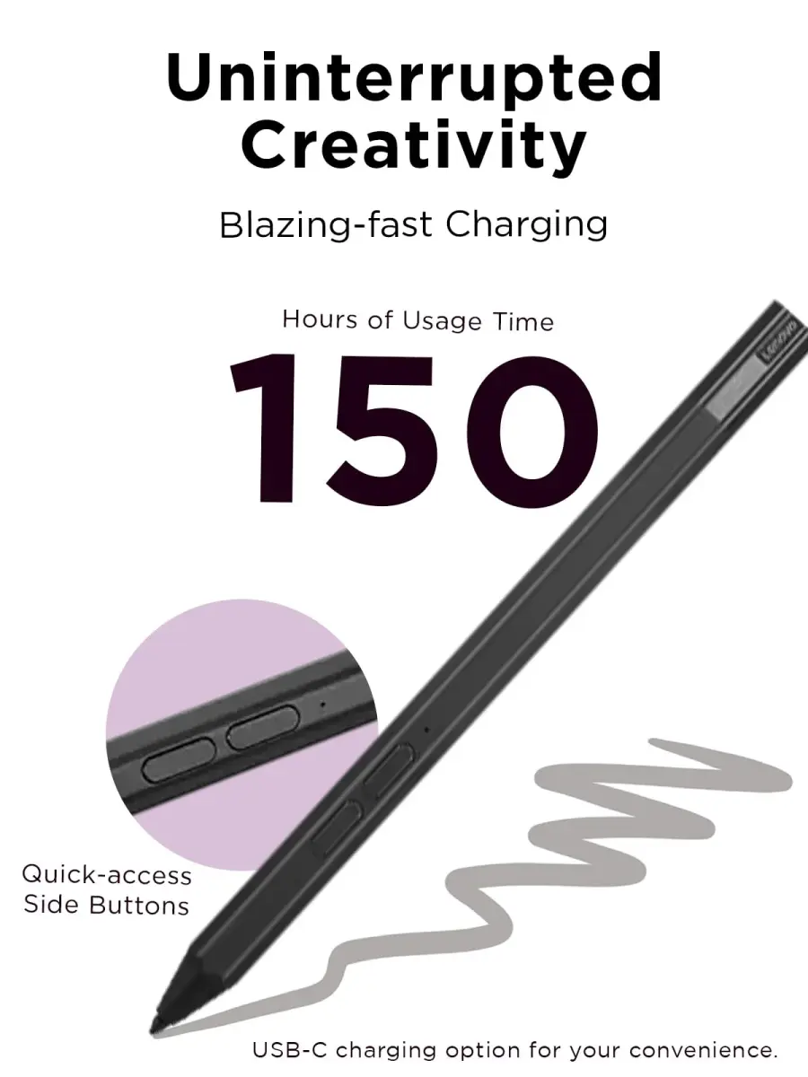 Lenovo Precision Pen 2 Stylus for Laptops - 4096 Pressure Levels, USB-C Charging, Iron Grey | Natural Sketching and Note-Taking - view 3