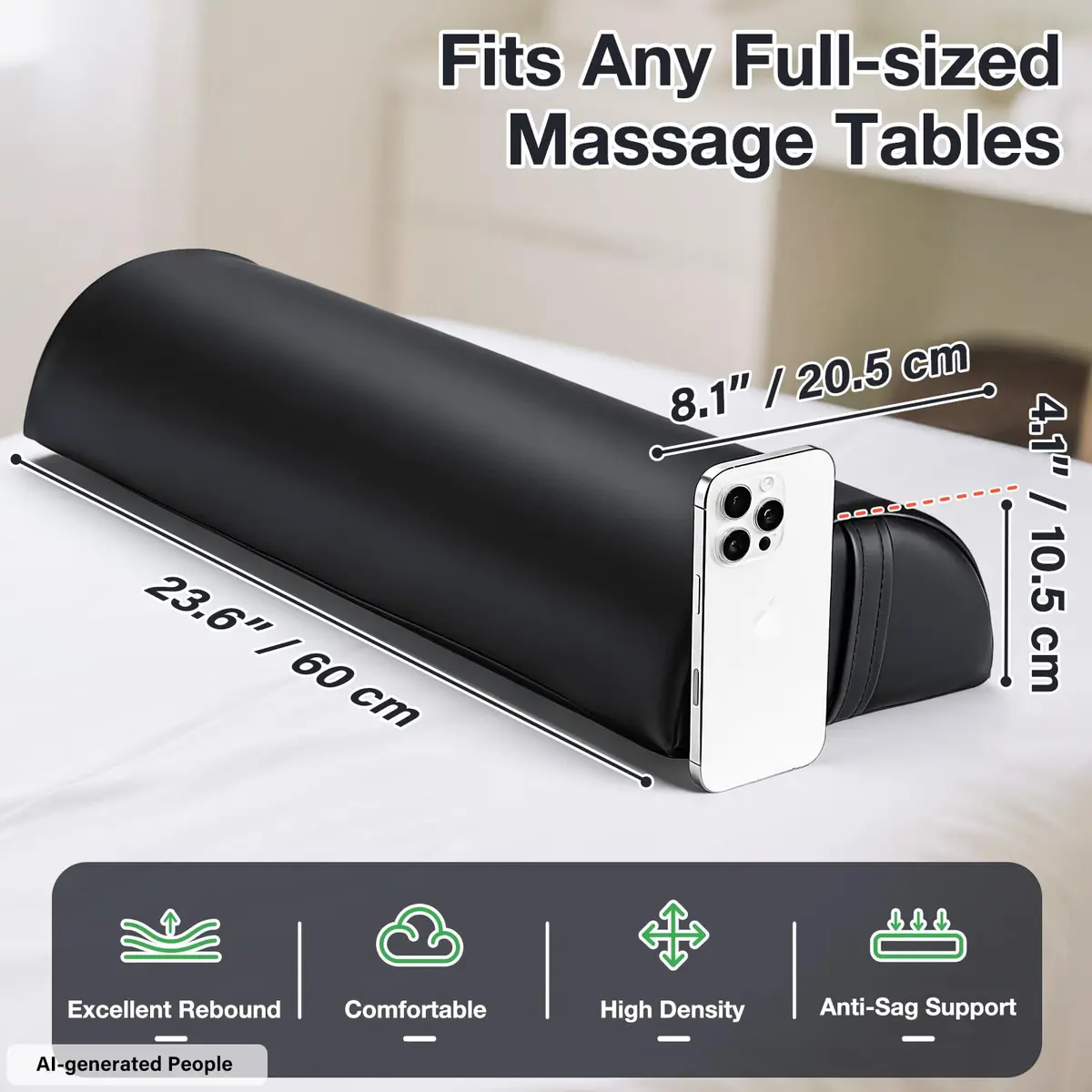 Noverlife Large Massage Bolsters for Under Legs 24x8x4 in Half Moon Pillow - view 6