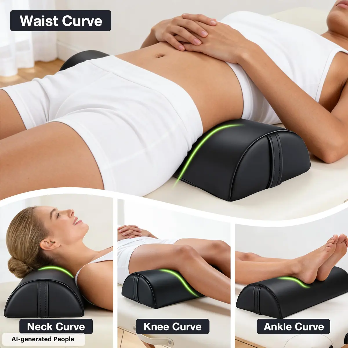Noverlife Large Massage Bolsters for Under Legs 24x8x4 in Half Moon Pillow - view 4