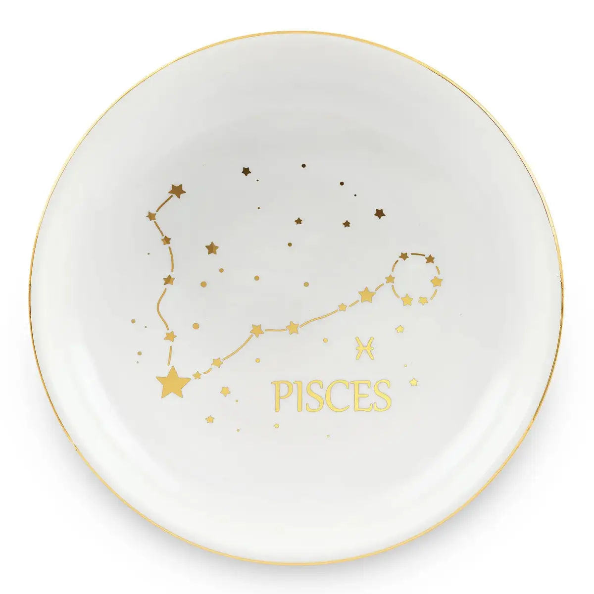 Homlouue Pisces Zodiac Ring Dish 10.9cm (4.3") | Ceramic Astrology Jewelry Organizer Tray for Women Girls - main product image