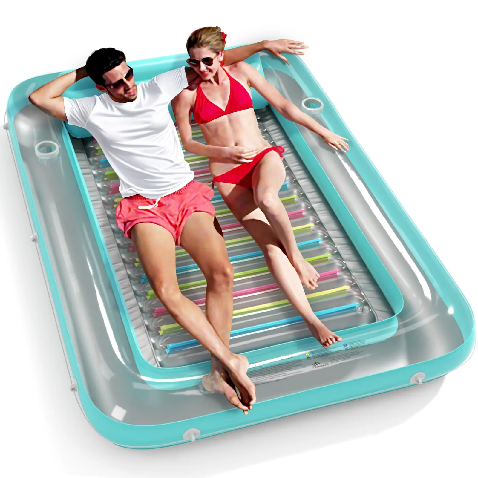 Jasonwell Inflatable Tanning Pool Lounger XL 80" x 56" with Pillow & Reflective Base | Sunbathing Oasis - main product image