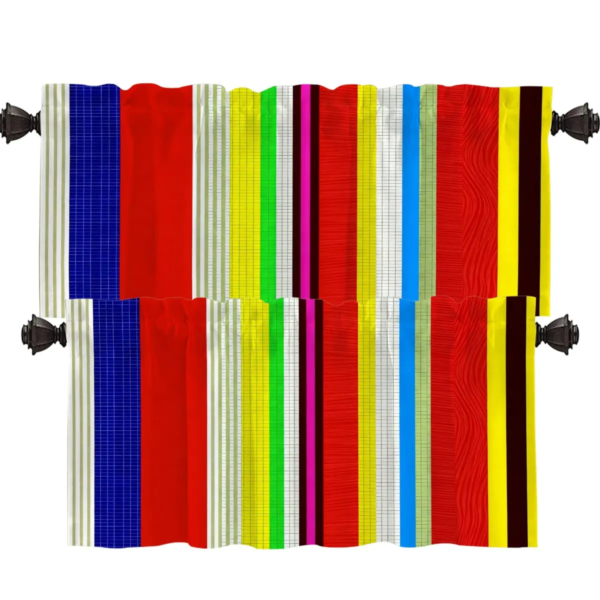 Shrahala Black Curtain 52"W x 18"L | Ethnic Mexican Stripes, Blackout, Rod Pocket, Thermal Insulated - main product image