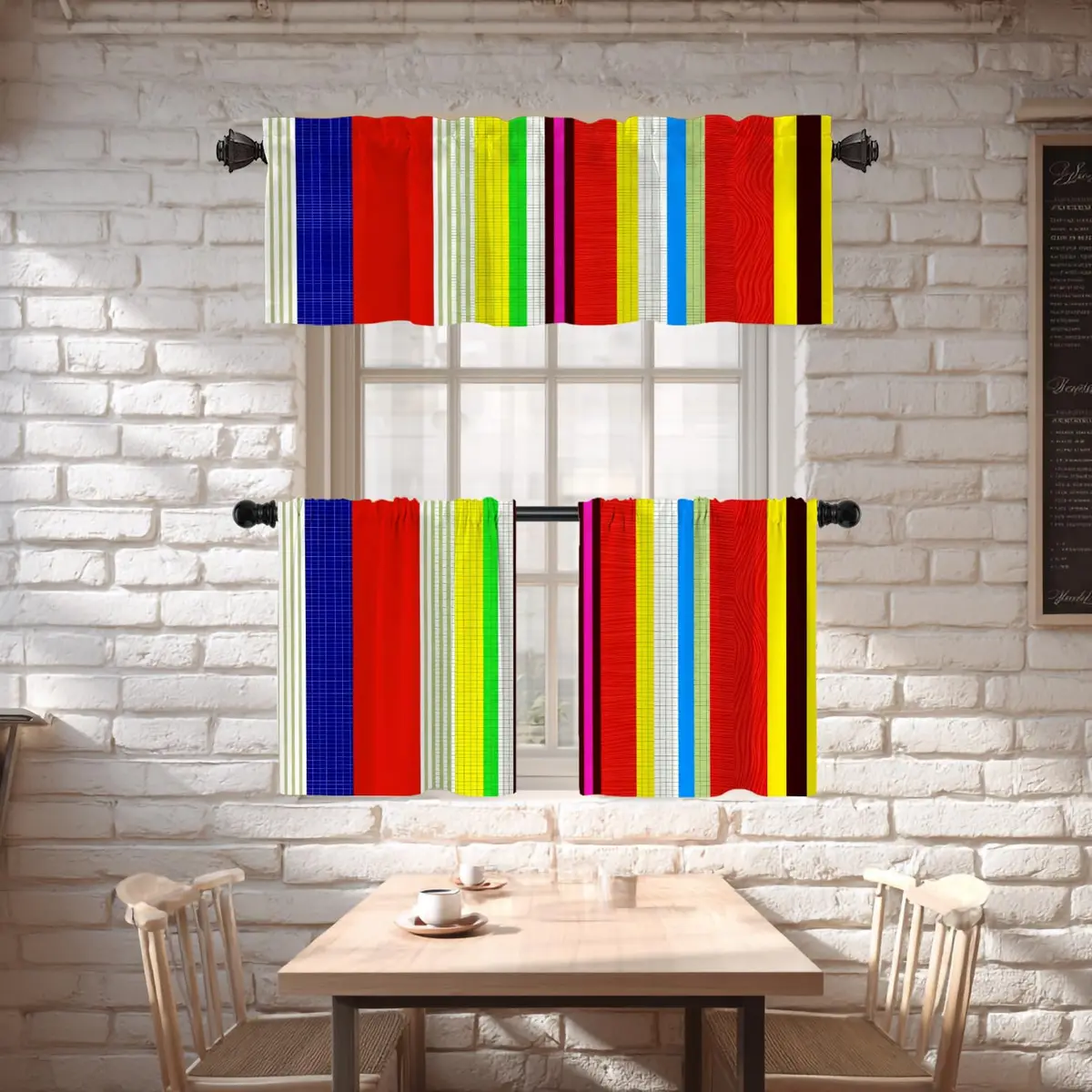 Shrahala Black Curtain 52"W x 18"L | Ethnic Mexican Stripes, Blackout, Rod Pocket, Thermal Insulated - view 6