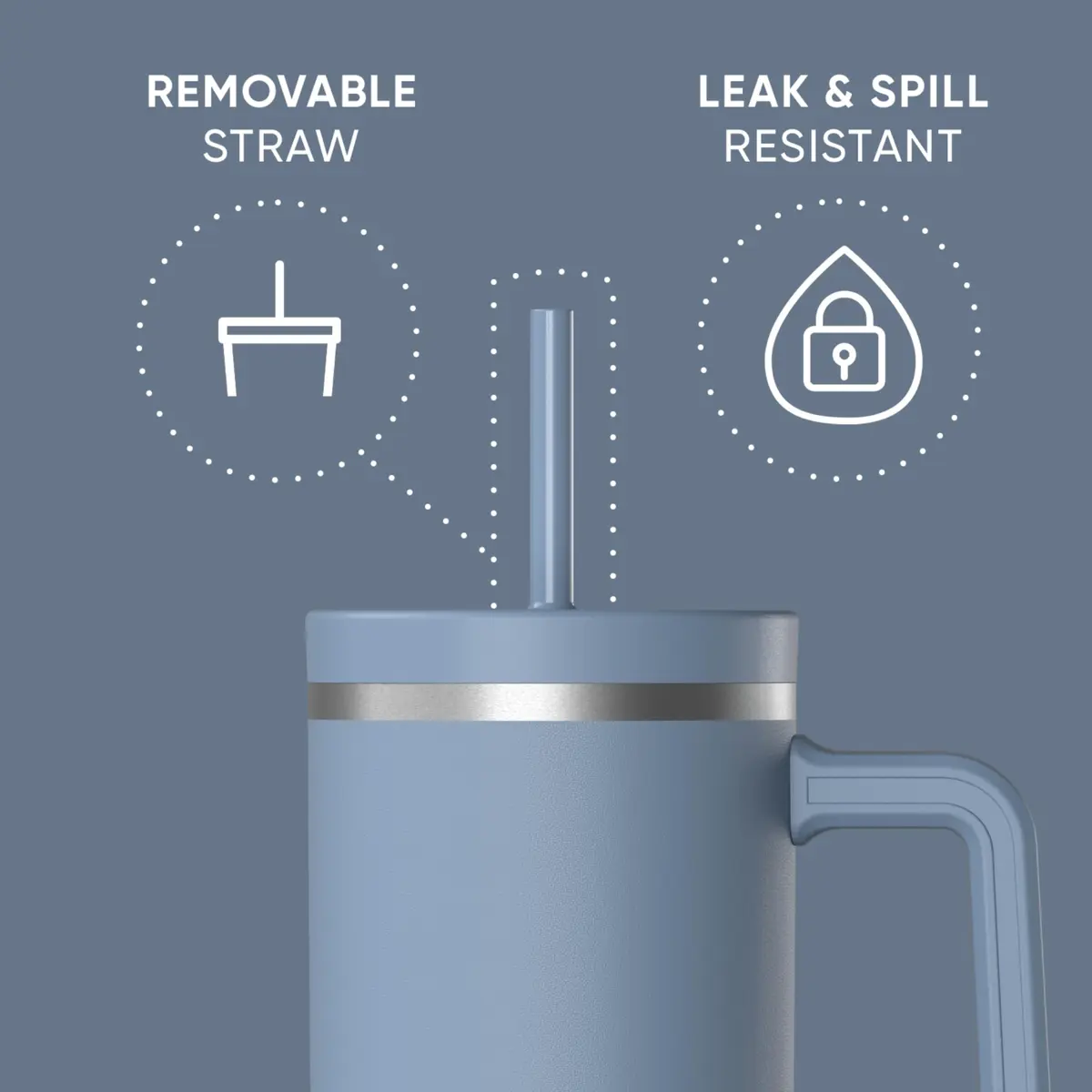 Hydrapeak Voyager 40oz Insulated Tumbler with Handle & Straw Lid | Leak-Resistant Stainless Steel Travel Cup for Work & Gym - view 2