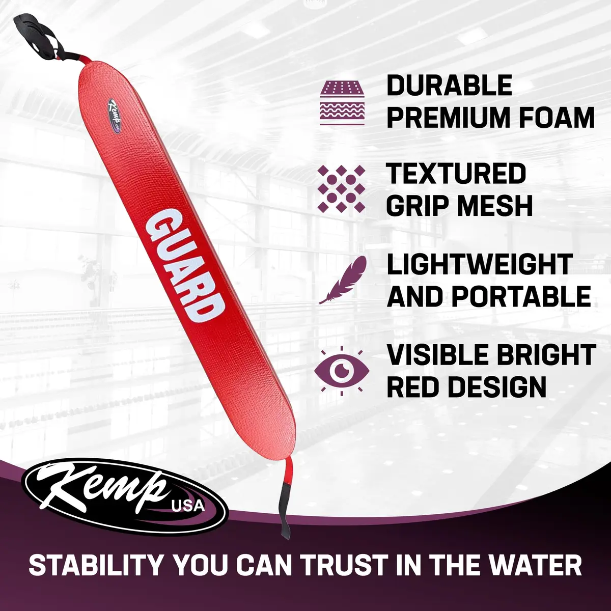 Kemp USA 50-Inch Lifeguard Rescue Tube | Professional Water Safety Flotation Aid - view 2