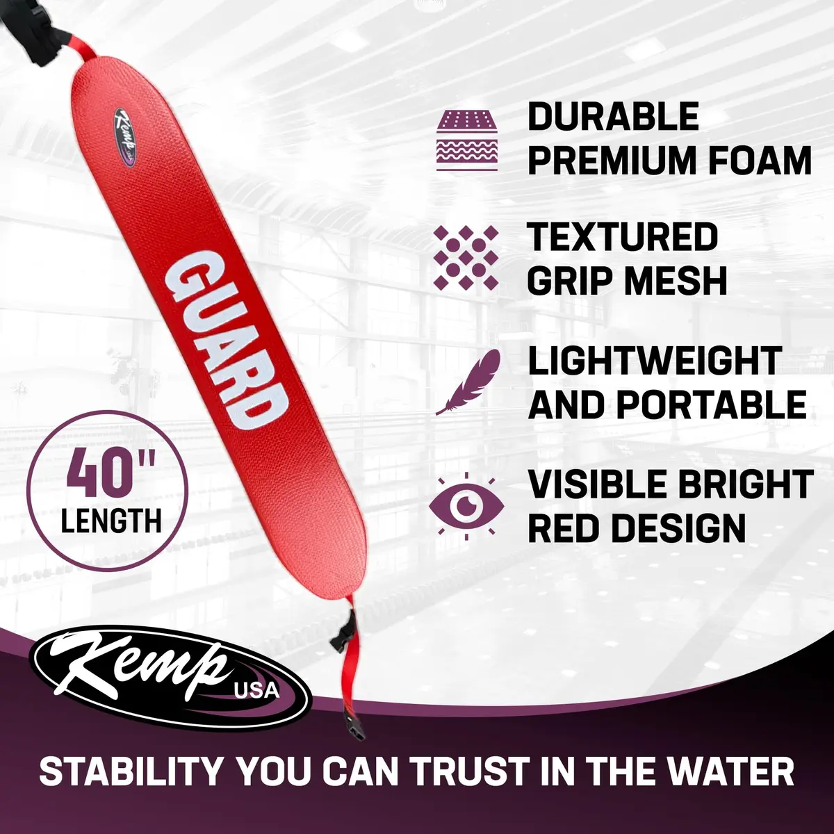Kemp USA 40-inch Training and Water Safety Tube Red High Visibility | Professional Aquatic Instruction Accessory - view 2