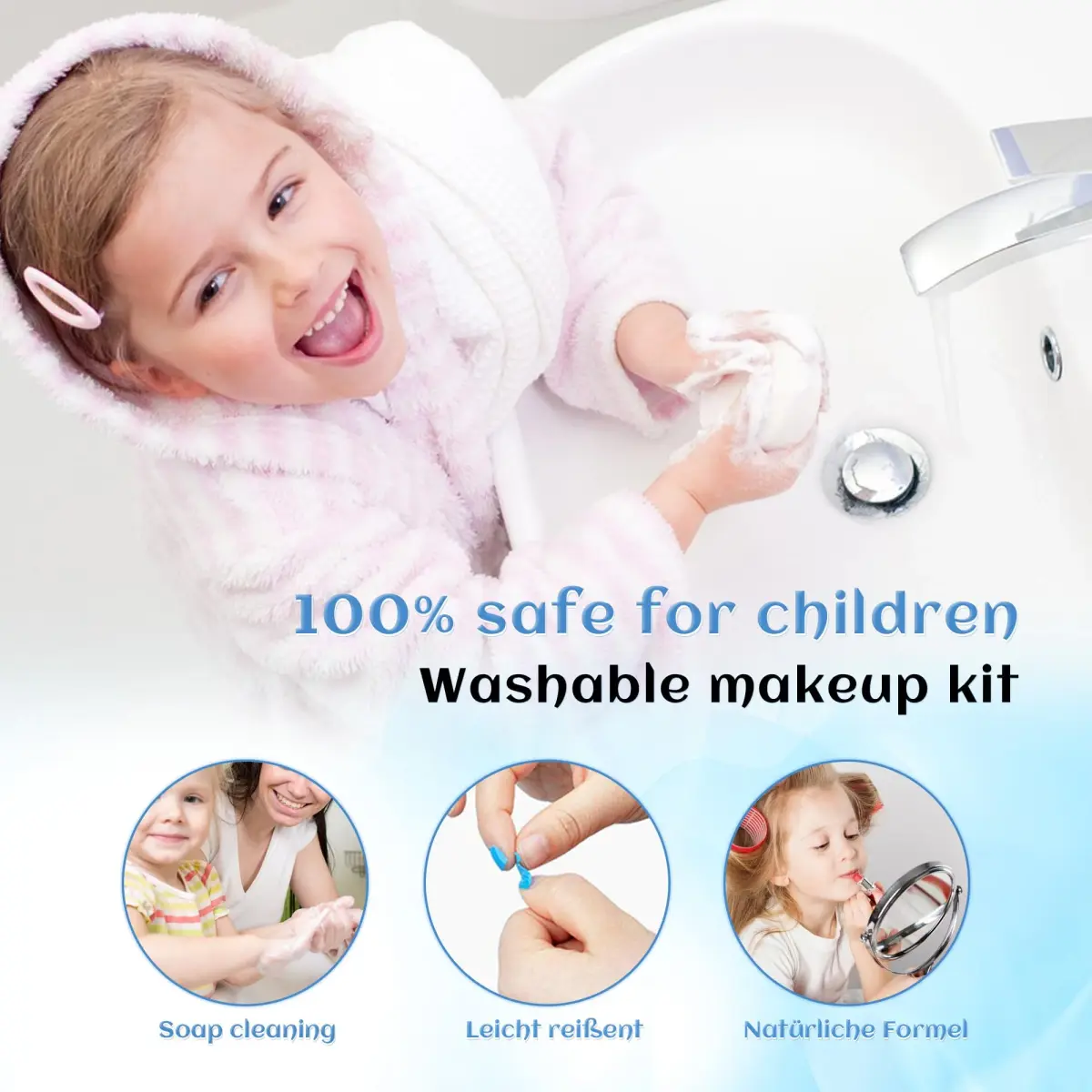 Mrabbitoo Kids Makeup Set for Girls 57 Pcs | Non-Toxic Washable Play Makeup Kit with Case - view 5