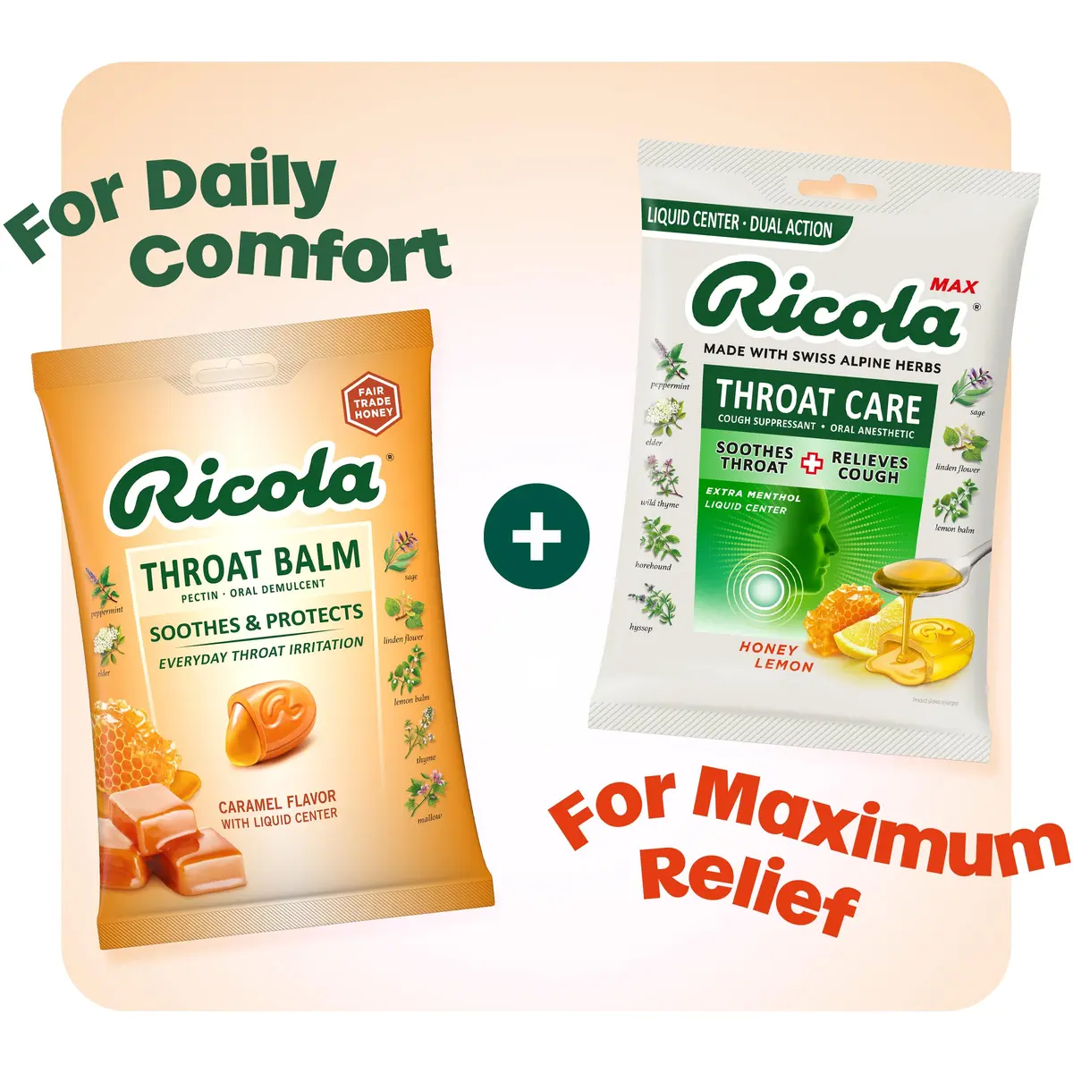 Ricola Throat Balm Caramel Flavor Herbal Throat Drops - 136 Count | Swiss Alpine Herbs & Honey Liquid Center - view 5