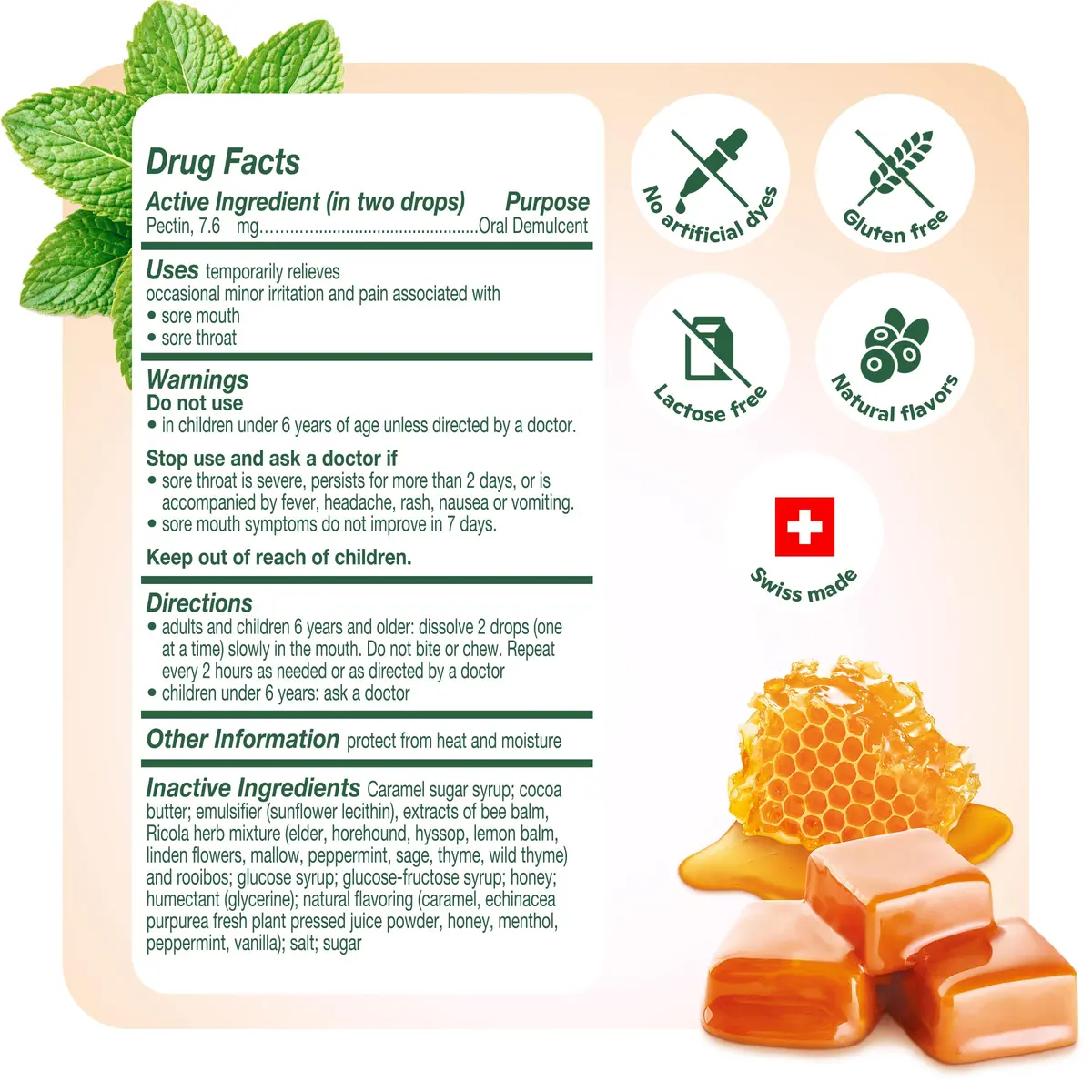 Ricola Throat Balm Caramel Flavor Herbal Throat Drops - 136 Count | Swiss Alpine Herbs & Honey Liquid Center - view 6