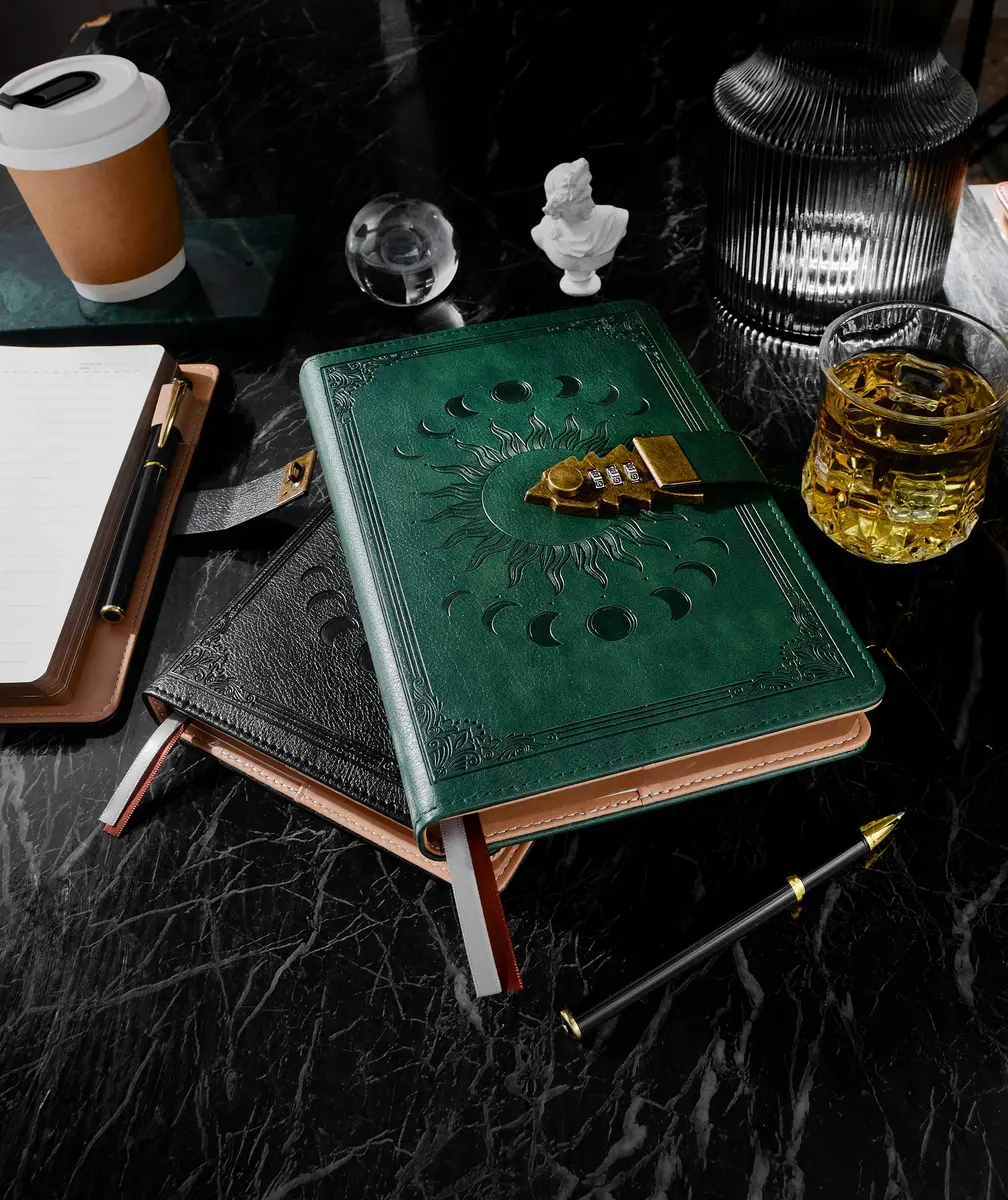 ZXHQ A5 Lock Diary with Pen Set, 260 Pages Refillable Leather Hardcover, 15.6 x 23 cm (5.9 x 8.5 inch) | Secure Password Lock for Privacy - view 8