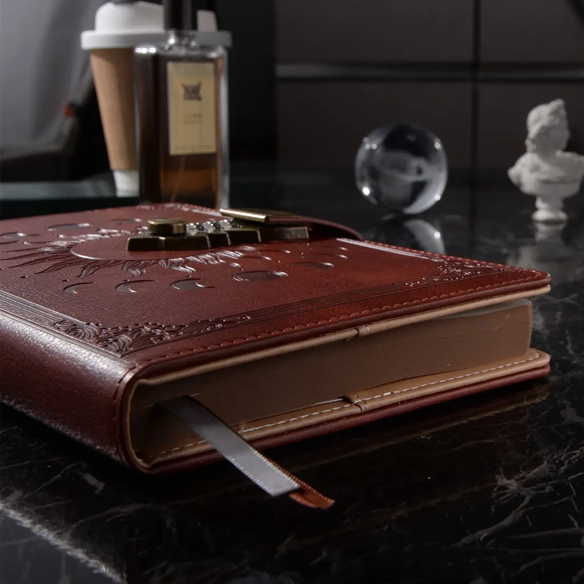 ZXHQ Lockable Journal for Women & Men A5 240 Pages Refillable Leather Notebook with Lock and Pen | Vintage Brown - view 6