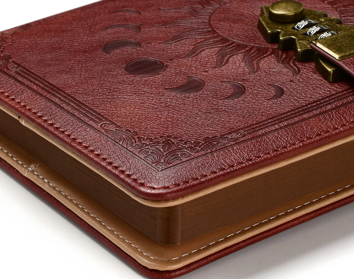 ZXHQ Lockable Journal for Women & Men A5 240 Pages Refillable Leather Notebook with Lock and Pen | Vintage Brown - view 2