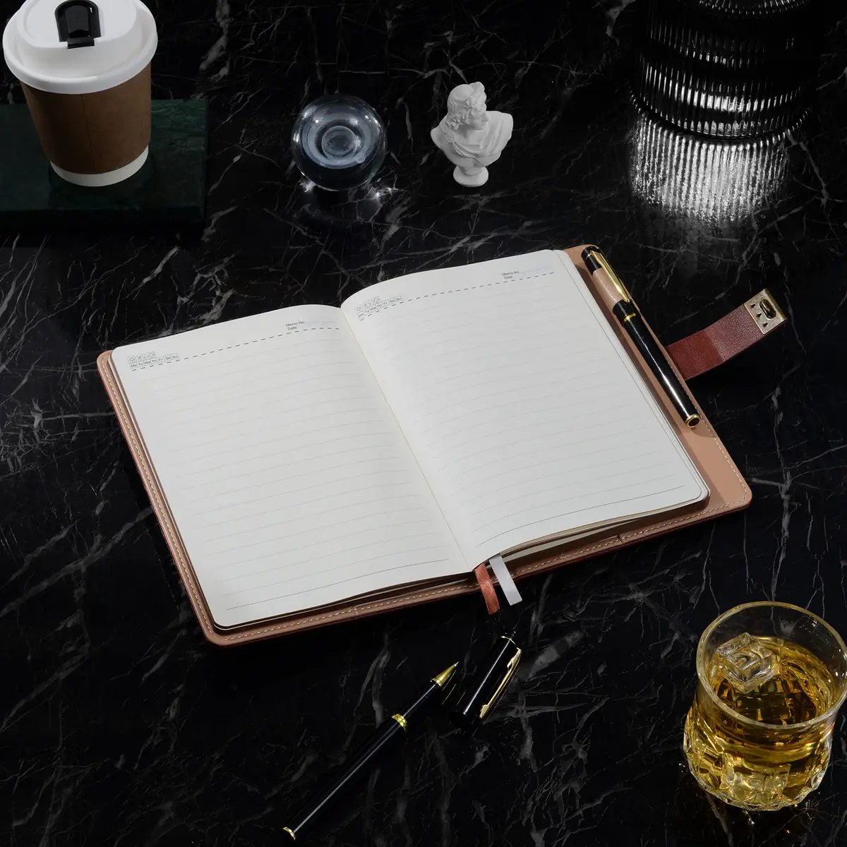 ZXHQ Lockable Journal for Women & Men A5 240 Pages Refillable Leather Notebook with Lock and Pen | Vintage Brown - view 4