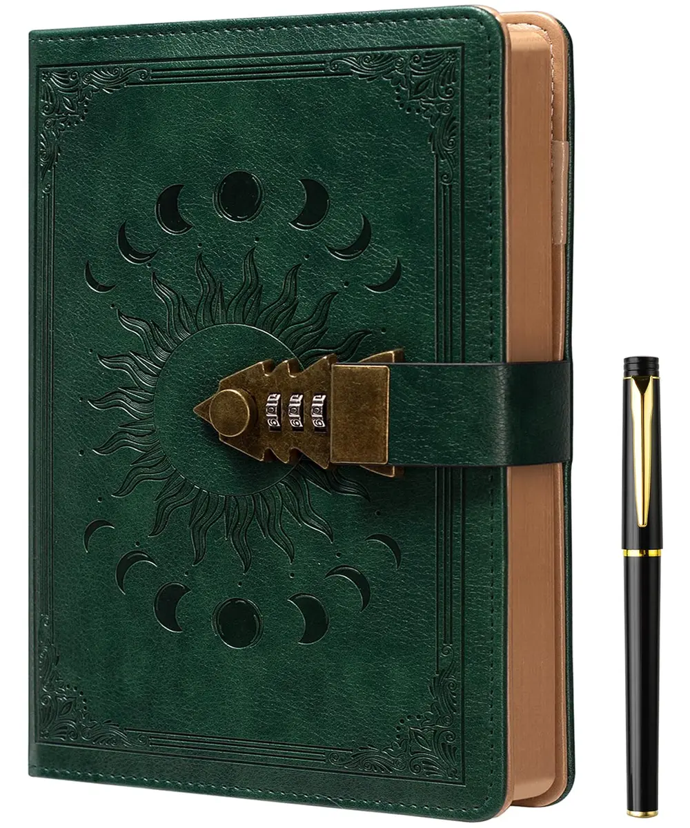 ZXHQ Lock Journal with Pen, A5 Refillable Diary with Combination Lock, 224 Pages | Secure Personal Organizer - main product image