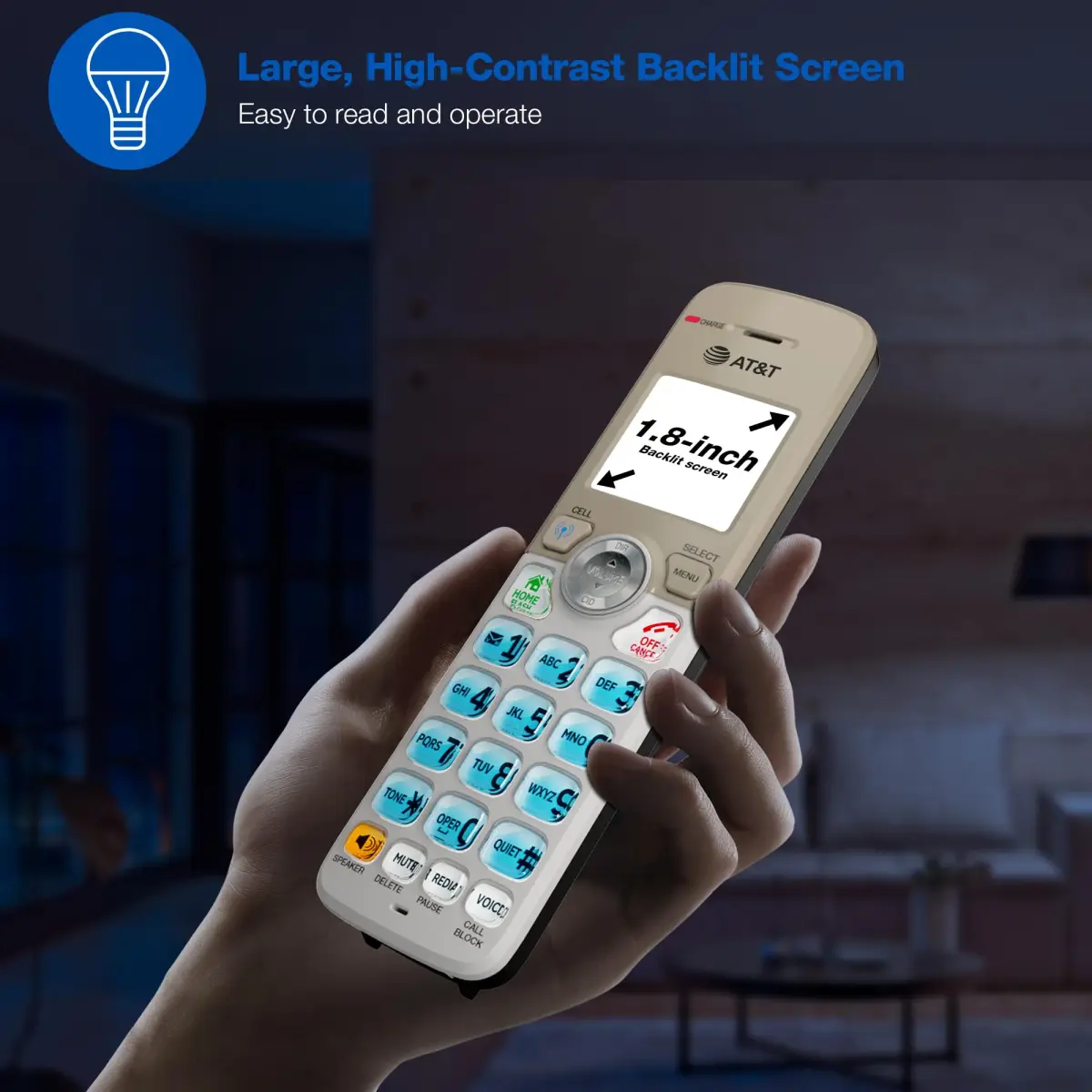 AT&T DL70019 Additional Handset for DL72x19 Series Cordless Phone | Bluetooth Connect to Cell, Smart Call Blocker, 1.8" Backlit Display, Big Buttons, Intercom - view 5
