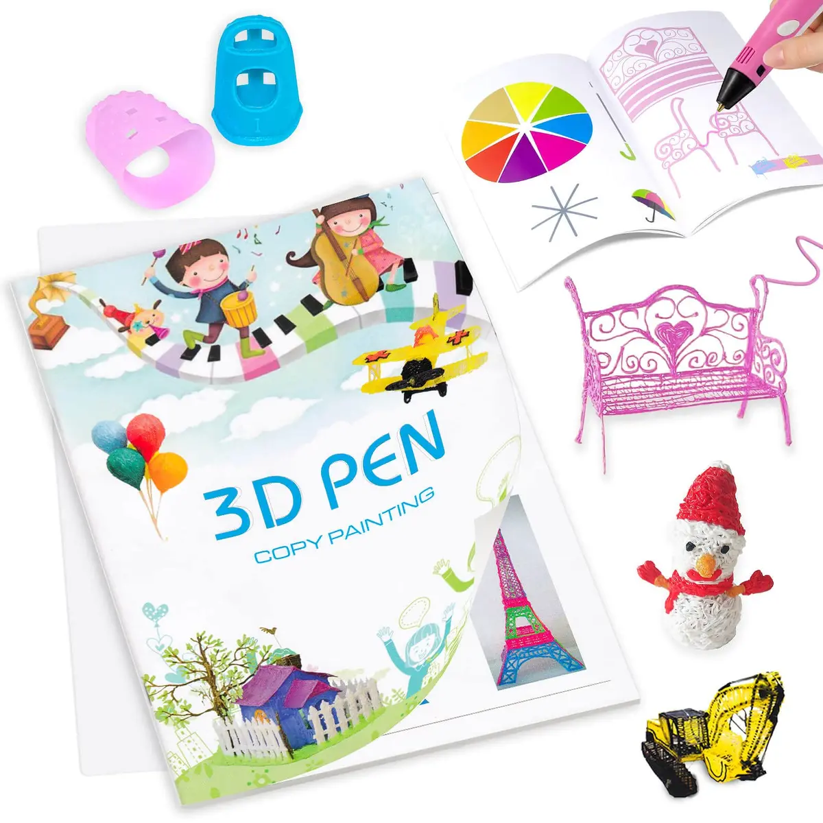 Vomika 3D Pen Printing Drawing Book with 40 Pattern Templates Stencils, 17 x 25 cm (6.7 x 9.8 in) - main product image