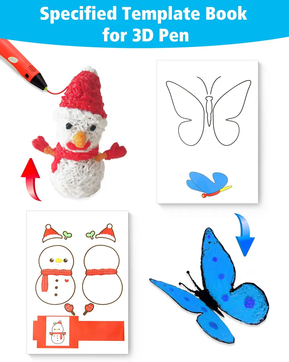Vomika 3D Pen Printing Drawing Book with 40 Pattern Templates Stencils, 17 x 25 cm (6.7 x 9.8 in) - view 4