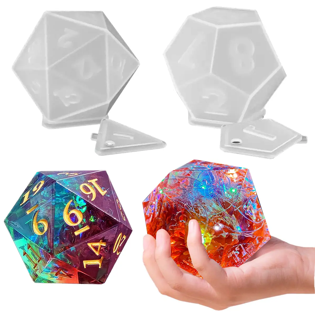 Wehous Large Dice Resin Molds 2 Styles | Silicone Dice Mold for Epoxy Resin & DIY Home Decor - main product image