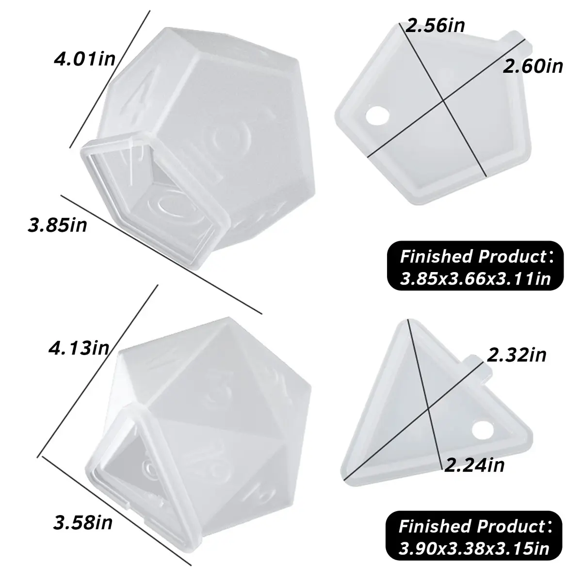 Wehous Large Dice Resin Molds 2 Styles | Silicone Dice Mold for Epoxy Resin & DIY Home Decor - view 2