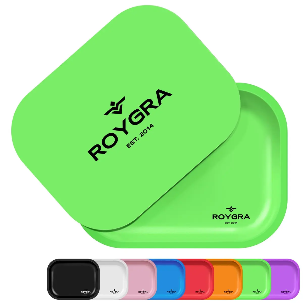 roygra Rolling Tray with Magnetic Lid | Durable Metal, Portable 7 x 5.5 Inches - main product image