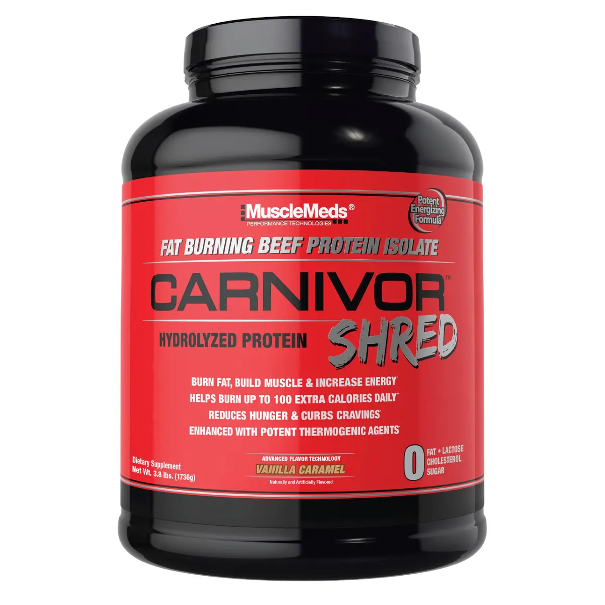 MuscleMeds Carnivor Shred Fat Burning Hydrolized Beef Protein Isolate, 4 Pound | Lactose & Sugar Free, Supports Fat Loss & Muscle - main product image