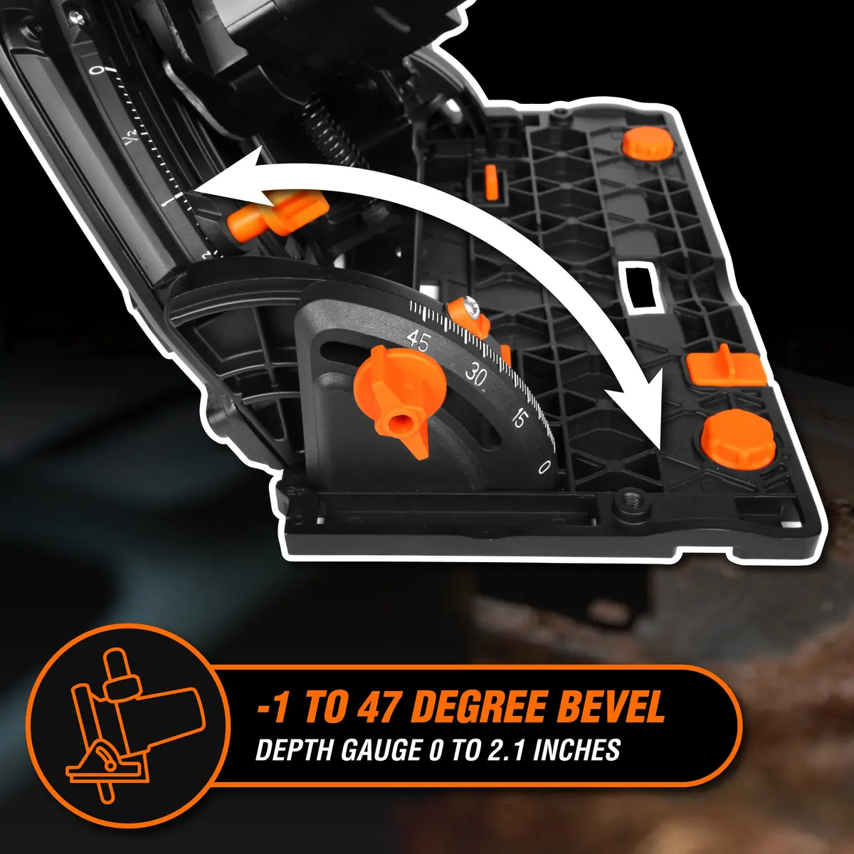 WEN 20V Max Cordless 6.5-Inch Track Saw, Brushless, Variable Speed, Tool Only (20691BT) | Precise Cuts for Wood & DIY - view 8