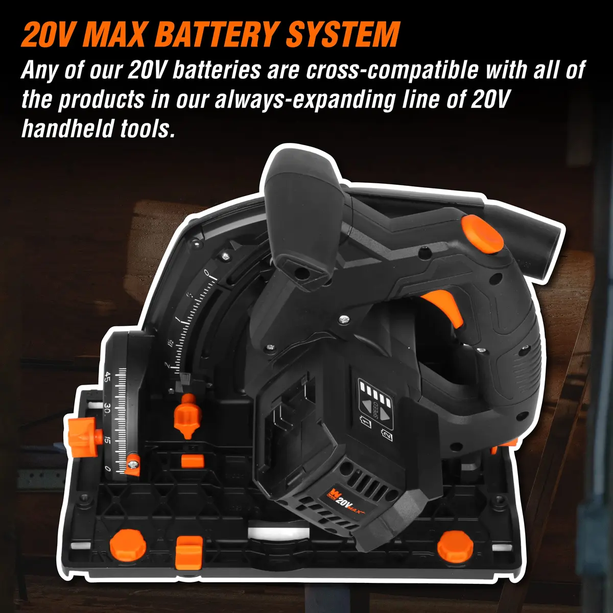WEN 20V Max Cordless 6.5-Inch Track Saw, Brushless, Variable Speed, Tool Only (20691BT) | Precise Cuts for Wood & DIY - view 9