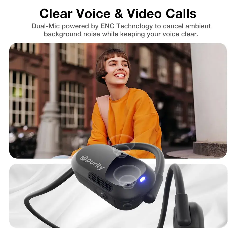 Purity Air Open Ear Wireless Headphones with Dual Mic | 15mm Drivers, IPX5 Water Resistant - view 4