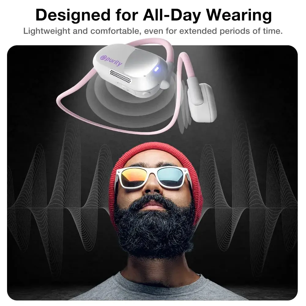 Purity Air Open Ear Wireless Bluetooth Earbuds with Dual Mic | Secured Long Wearing Comfort, Sports Sweat Resistant (White/Lilac) - view 3