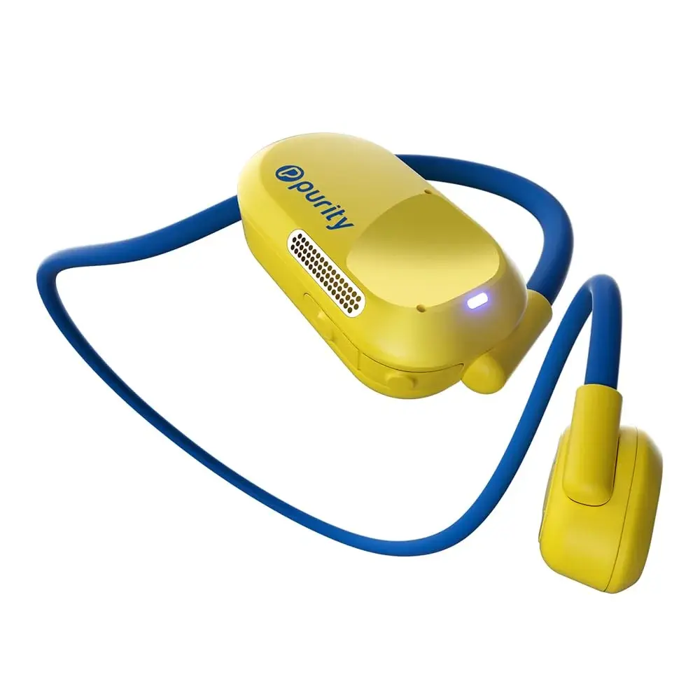 Purity Air Open Ear Headphones Yellow/Blue | Dual Mic, IPX5 Sweat Resistant, Bluetooth 5.3 - main product image