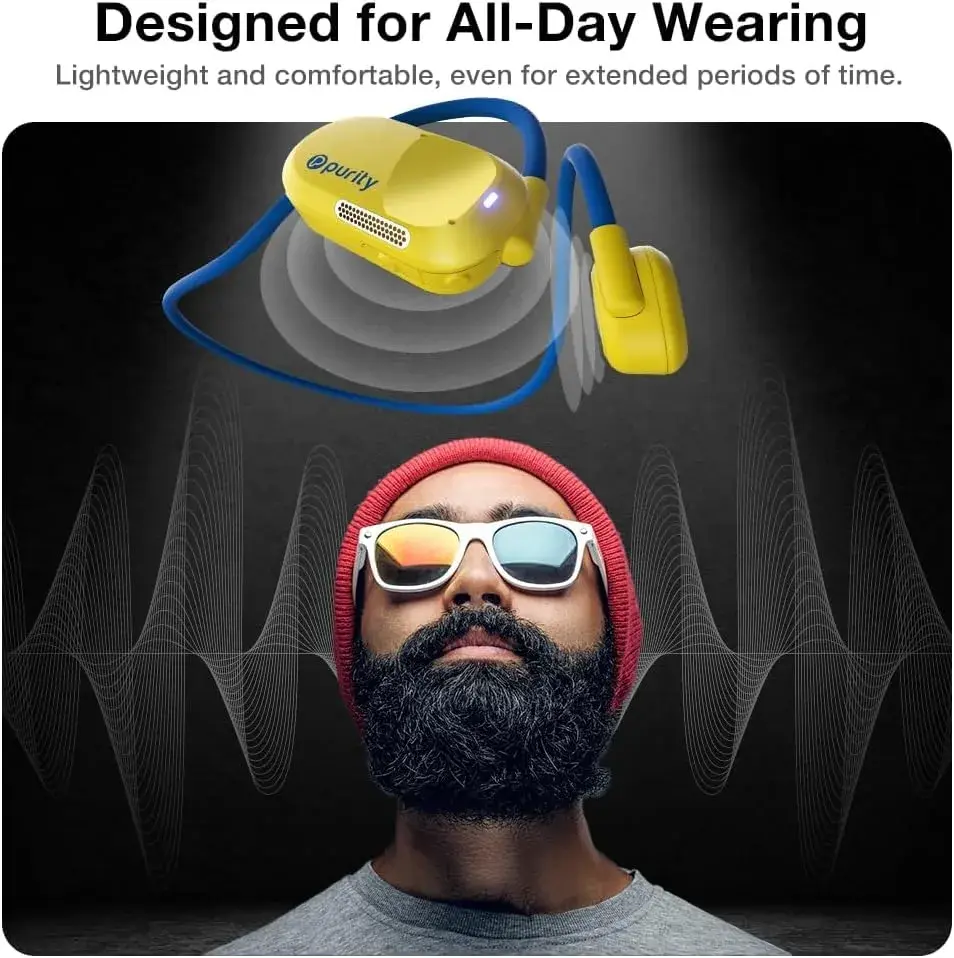 Purity Air Open Ear Headphones Yellow/Blue | Dual Mic, IPX5 Sweat Resistant, Bluetooth 5.3 - view 3
