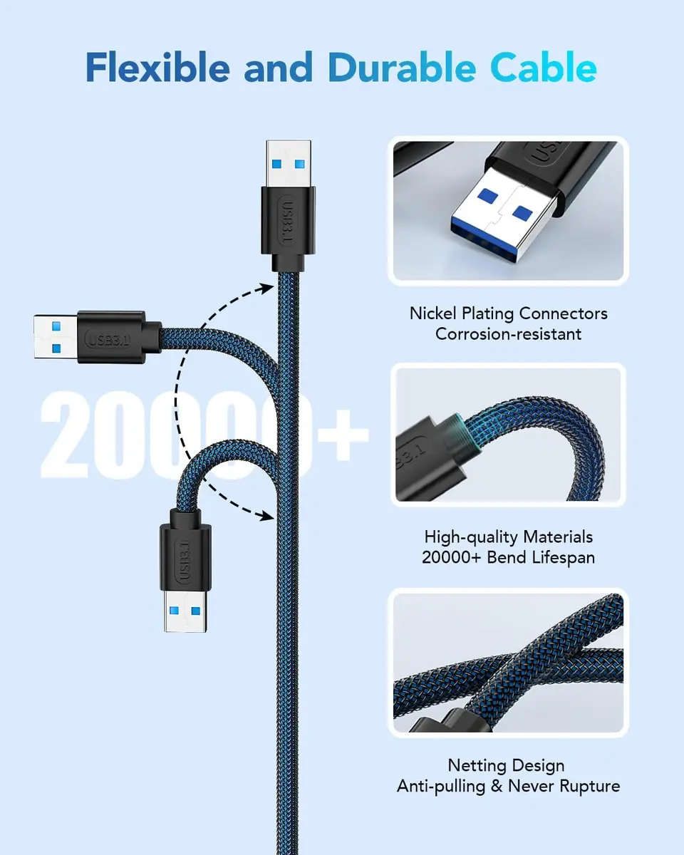 ANDTOBO USB 3.0 A to A Male Cable 6.6 FT | High-Speed Data & Charging (70-120 chars) - view 7