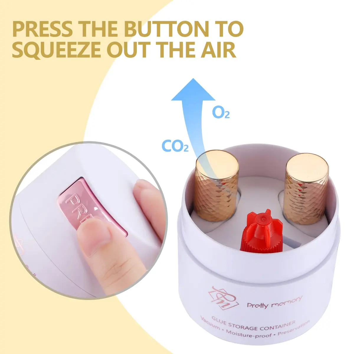 Pretty memory Glue Storage Container for Eyelash Extensions Adhesive Jar | Vacuum Seal for Freshness - view 4