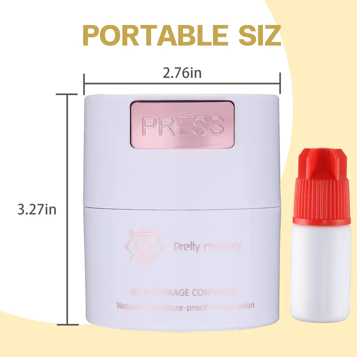 Pretty memory Glue Storage Container for Eyelash Extensions Adhesive Jar | Vacuum Seal for Freshness - view 2