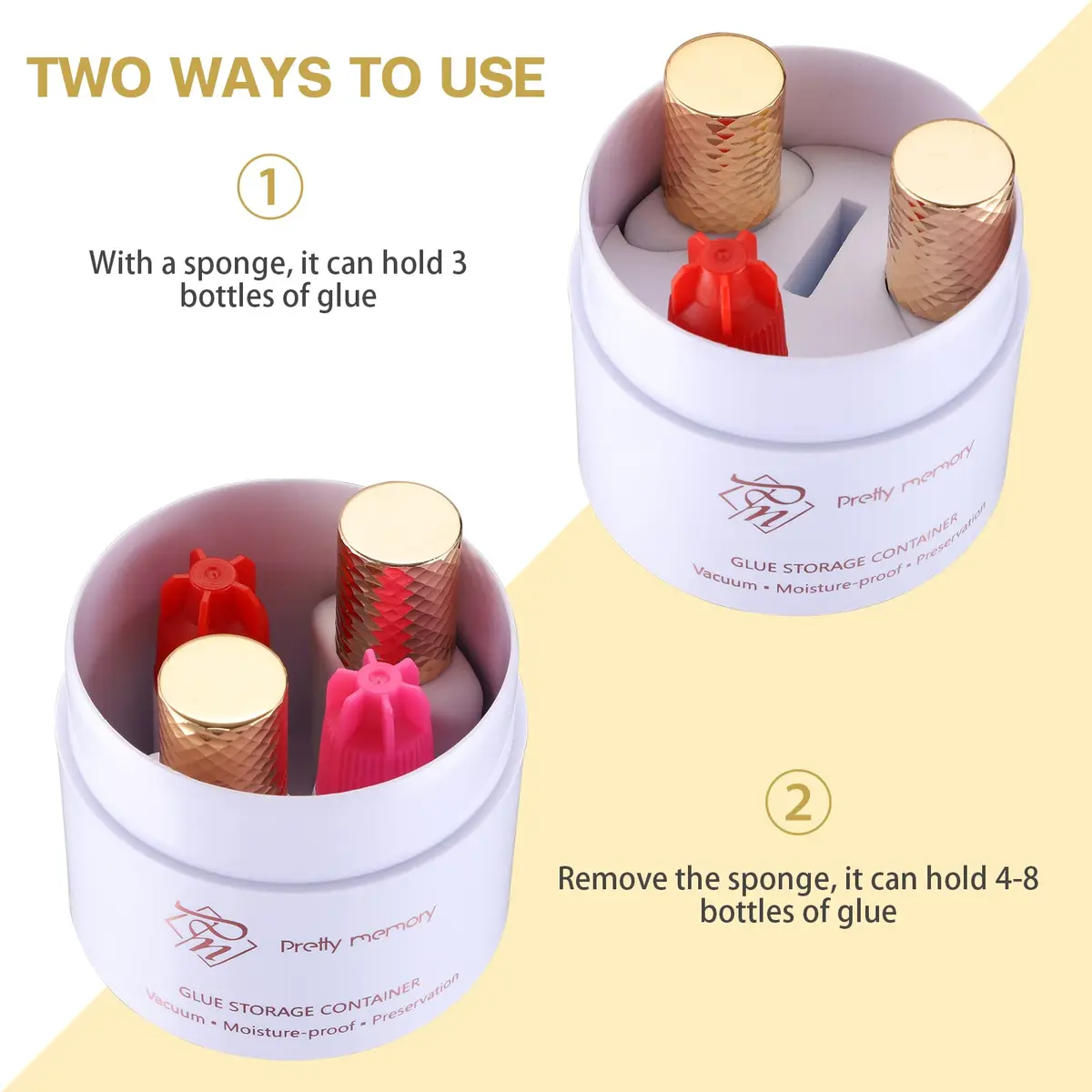 Pretty memory Glue Storage Container for Eyelash Extensions Adhesive Jar | Vacuum Seal for Freshness - view 3