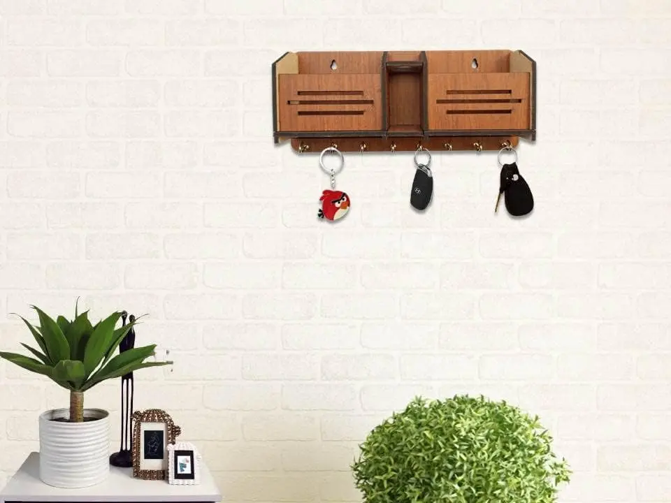 My Dream Carts Wooden Key Holder with Mobile Stand 24cm (9.4in) | Organizer for Home & Office Decor - view 8