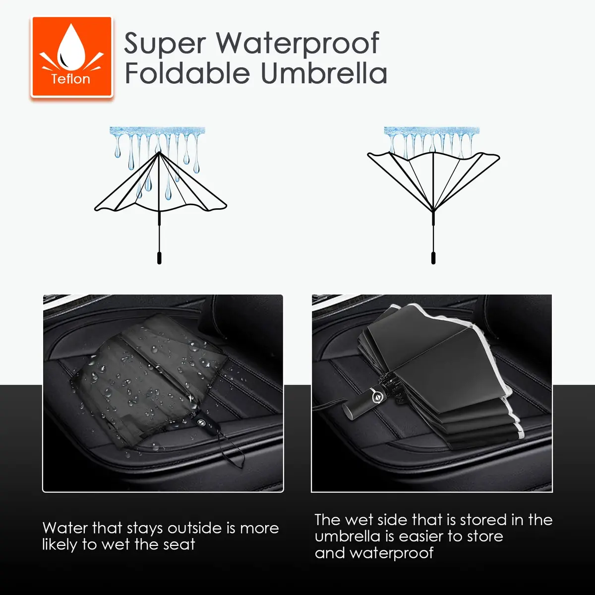 Bodyguard Inverted Umbrella 46 IN Windproof Rain Sun Travel Compact Reflective Burgundy - view 7